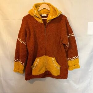 Vintage Las Americas Toronto Ecuadorian Wool Knit Full Zip Hooded Sweater